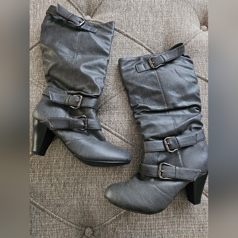 Women's Black Buckle Boots